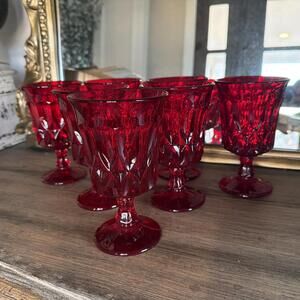Noritake Perspective Ruby Glass Iced Tea Goblets 6.5" - Set of 7